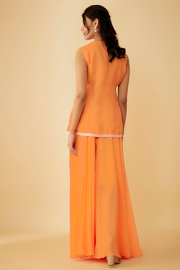 Orange Organza Party Wear Sharara Set by 1999AD By Amita & Deepak at Pernia's Pop Up Shop
