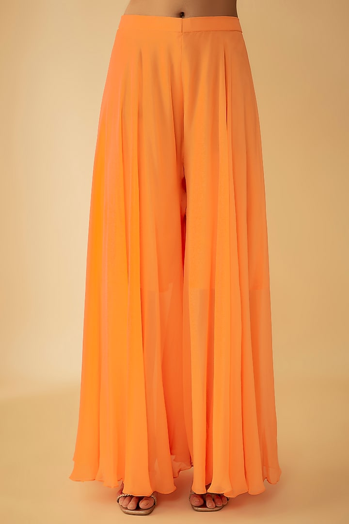 Orange Organza Party Wear Sharara Set by 1999AD By Amita & Deepak at Pernia's Pop Up Shop