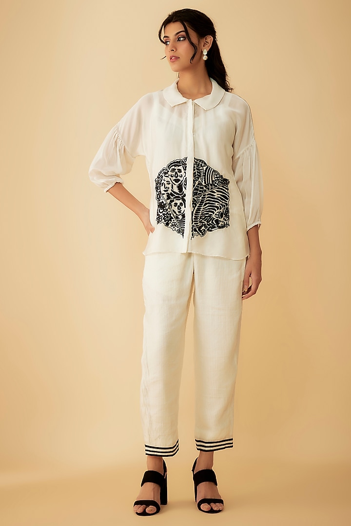 White Organza Cutdana Embroidered Co-Ord Set by 1999AD By Amita & Deepak at Pernia's Pop Up Shop