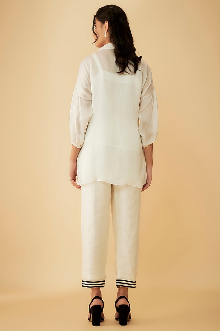 White Organza Cutdana Embroidered Co-Ord Set by 1999AD By Amita & Deepak at Pernia's Pop Up Shop