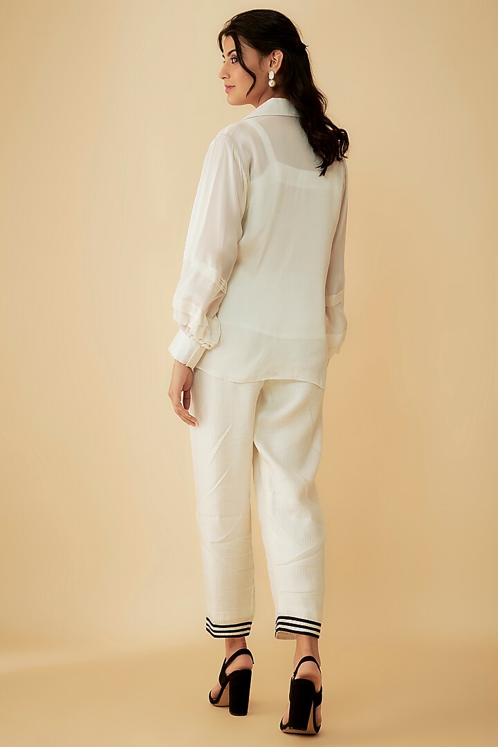 White Organza Cutdana Embroidered Co-Ord Set by 1999AD By Amita & Deepak at Pernia's Pop Up Shop