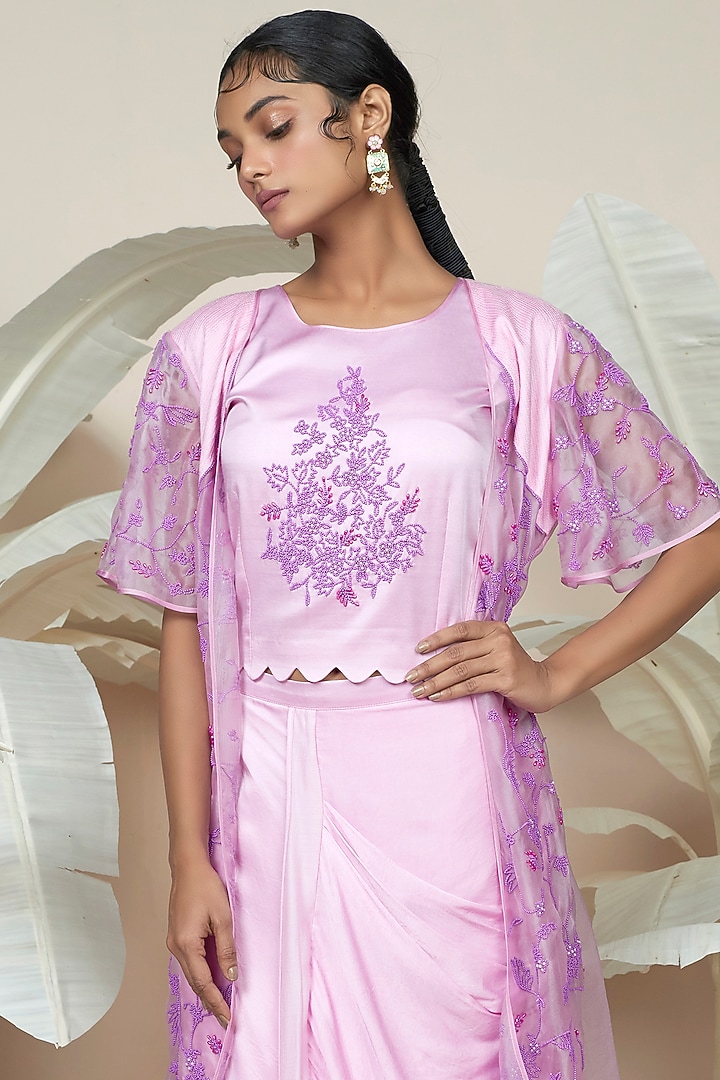 Pink Embroidered Jacket Set by 1999AD By Amita & Deepak at Pernia's Pop Up Shop