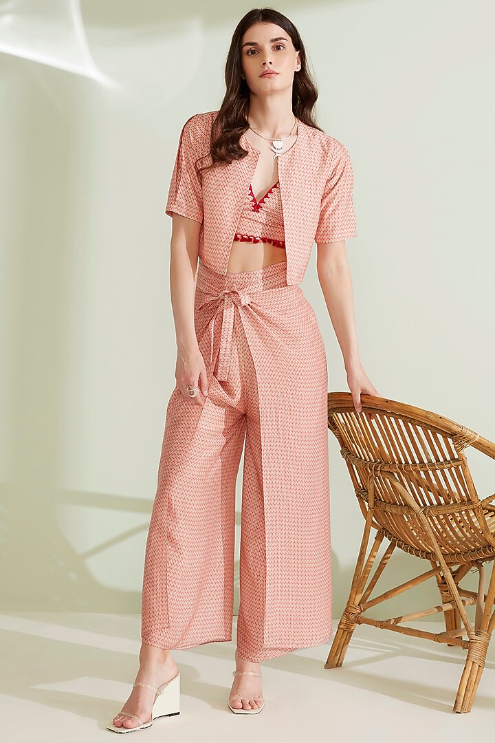 Peach Embellished Jacket Set by 1999AD By Amita & Deepak at Pernia's Pop Up Shop