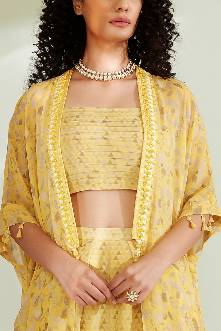 Yellow Embroidered Jacket Set by 1999AD By Amita & Deepak at Pernia's Pop Up Shop