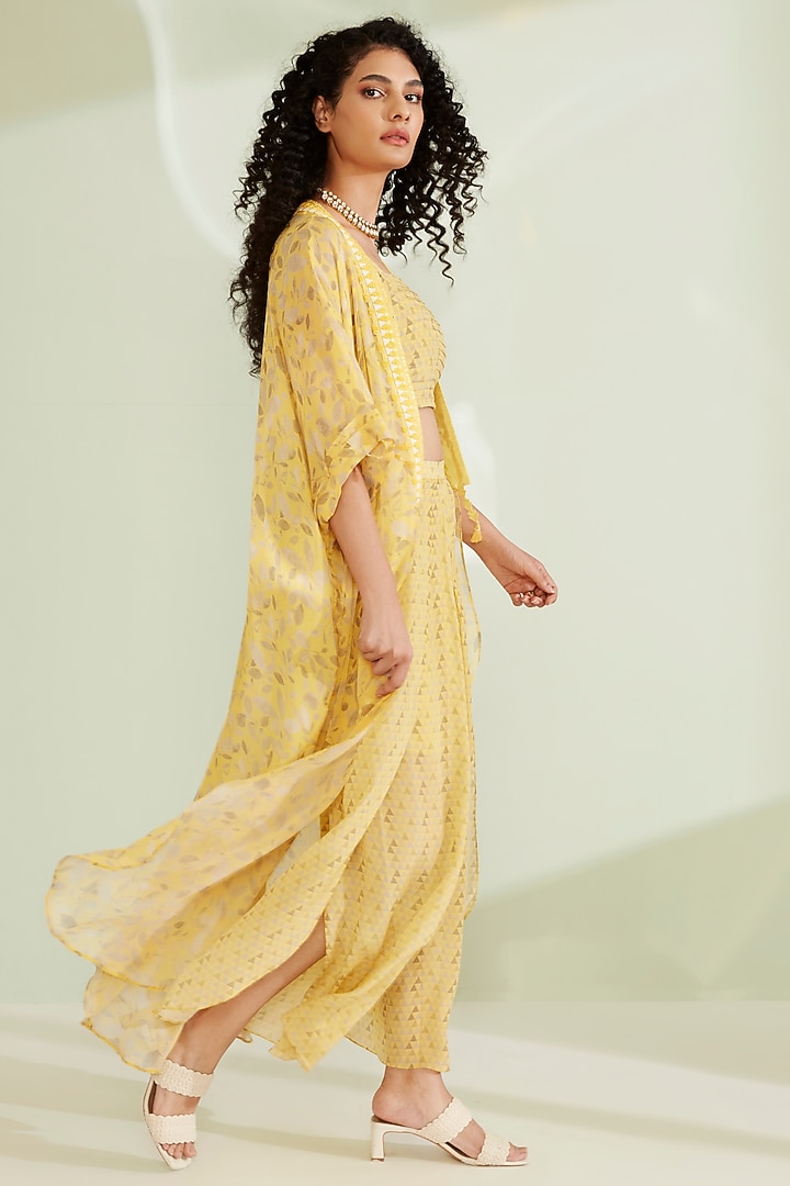 Yellow Embroidered Jacket Set by 1999AD By Amita & Deepak at Pernia's Pop Up Shop