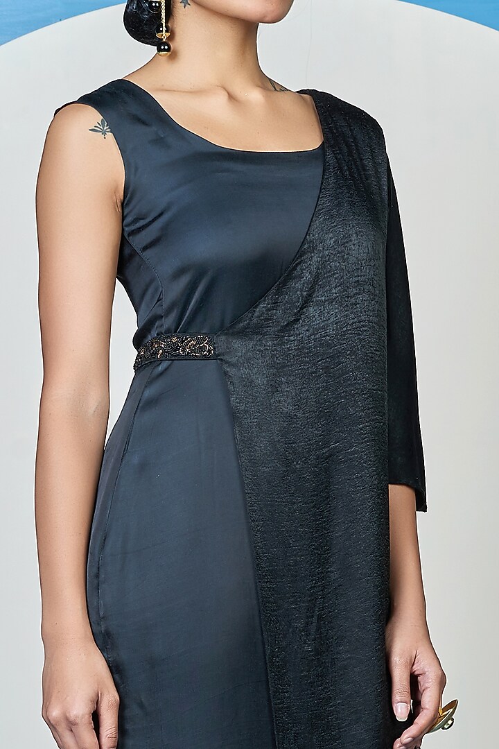Black Satin Jacket Summer Dress by 1999AD By Amita & Deepak at Pernia's Pop Up Shop
