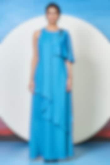 Blue Embroidered Vacation Dress by 1999AD By Amita & Deepak at Pernia's Pop Up Shop