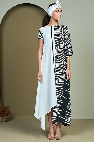 Black & White Georgette Tunic by 1999AD By Amita & Deepak