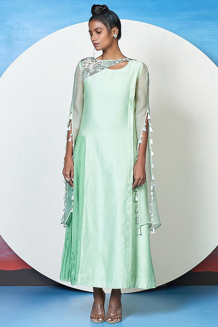 Mint Green Embroidered Tunic by 1999AD By Amita & Deepak