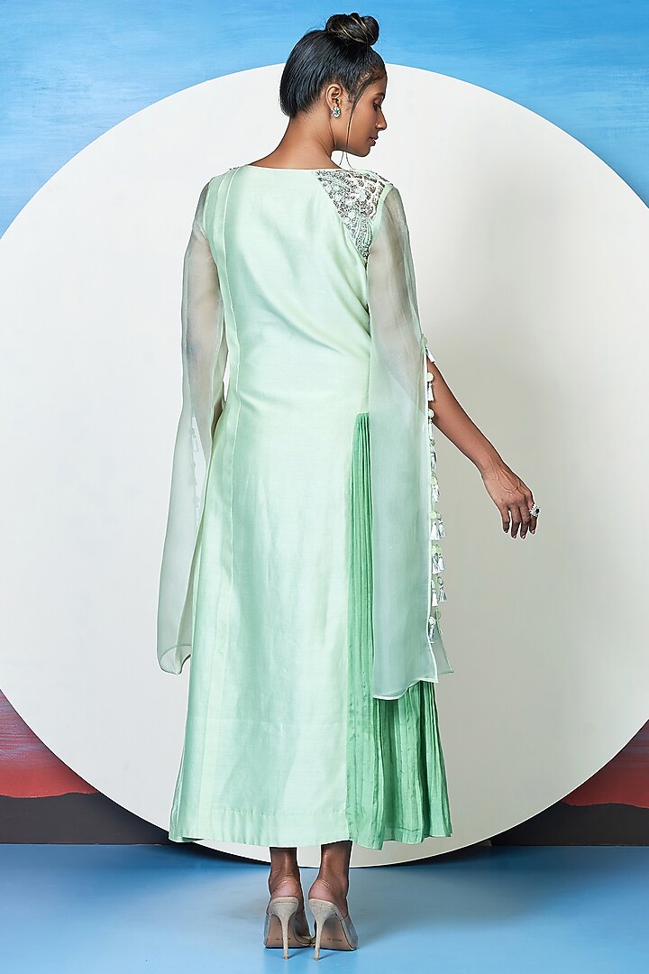 Mint Green Embroidered Tunic by 1999AD By Amita & Deepak at Pernia's Pop Up Shop