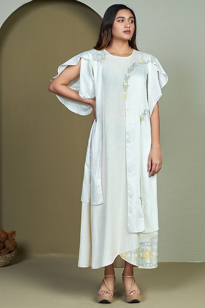 Ivory Embroidered Tunic by 1999AD By Amita & Deepak
