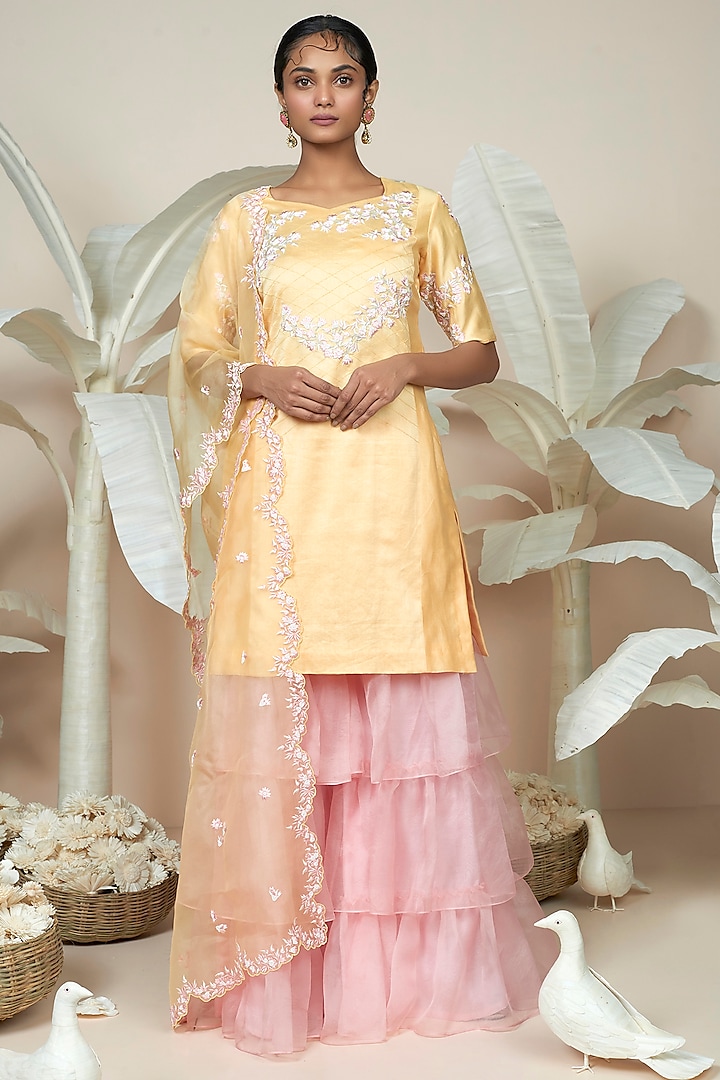 Pink Organza Sharara Set by 1999AD By Amita & Deepak at Pernia's Pop Up Shop