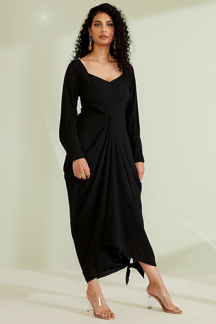 Black Crepe Dress Design by 1999AD By Amita & Deepak at Pernia's Pop Up