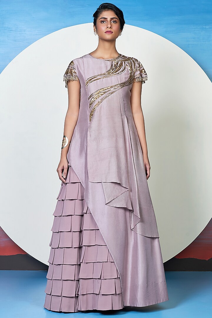 Purple Embroidered Gown by 1999AD By Amita & Deepak