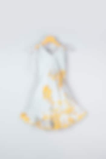 Grey Floral Printed Dress For Girls by Adah Kidswear