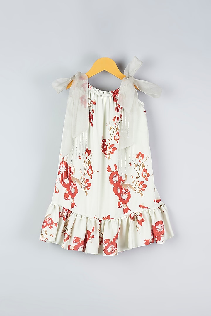 Mint Floral Printed Dress For Girls by Adah Kidswear