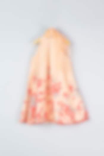 Peach Printed Dress For Girls by Adah Kidswear