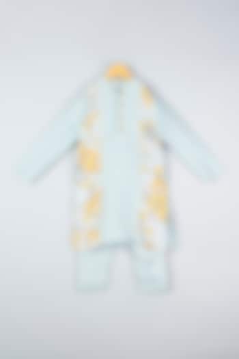 Grey Cotton Silk Kurta Set For Boys by Adah Kidswear
