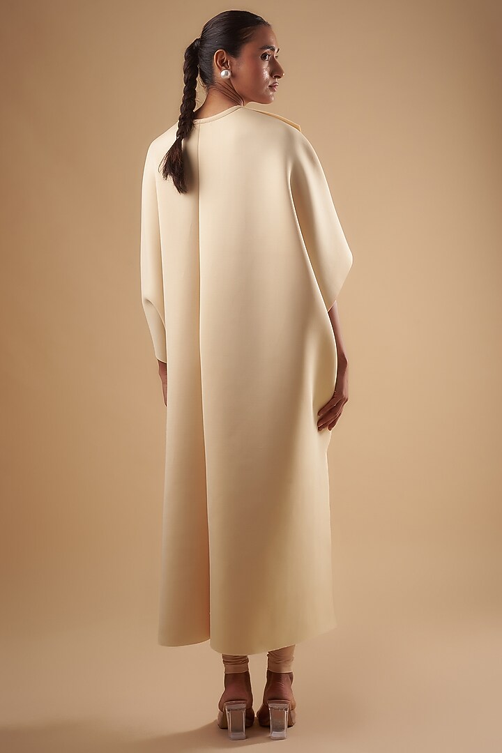 Beige Neoprene Origami Stuctured Jacket With Bralette by Ada Malik at Pernia's Pop Up Shop