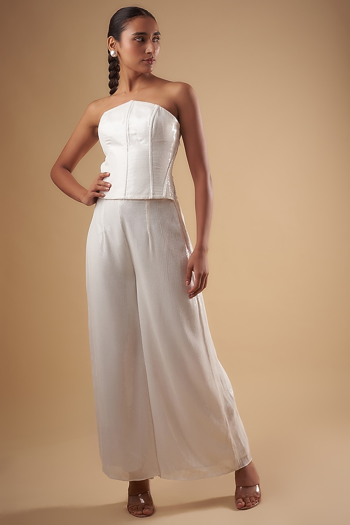 White Sequins Co-Ord Set by Ada Malik at Pernia's Pop Up Shop