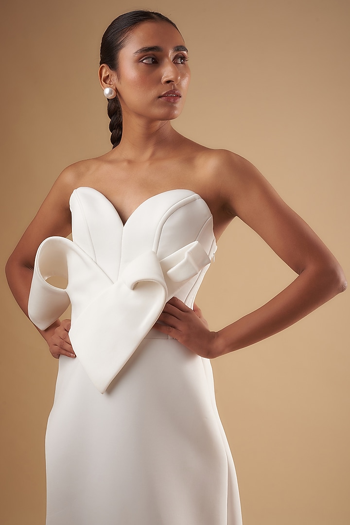 White Neoprene Origami Engagement Gown by Ada Malik at Pernia's Pop Up Shop