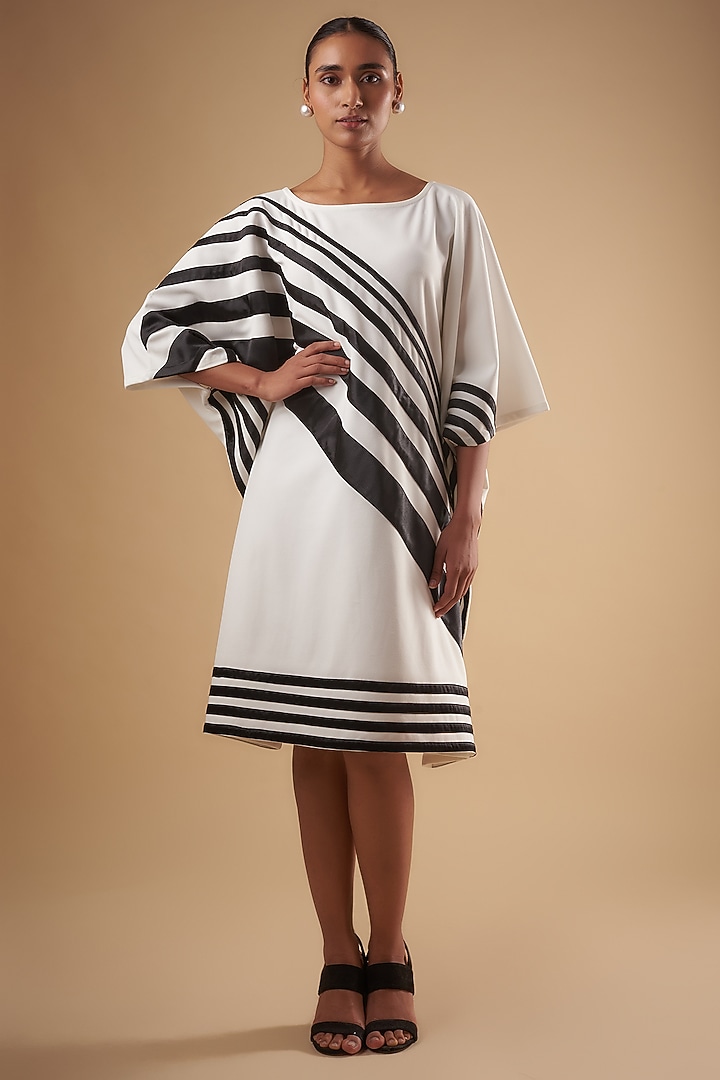 White & Black Neoprene Panelled Summer Dress by Ada Malik at Pernia's Pop Up Shop