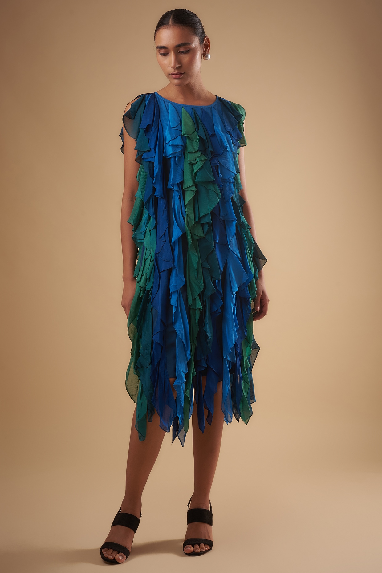 Malik asymmetrical hotsell ruffle dress