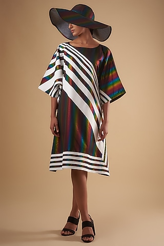 Multi-Colored Double Georgette Holographic Dress by Ada Malik