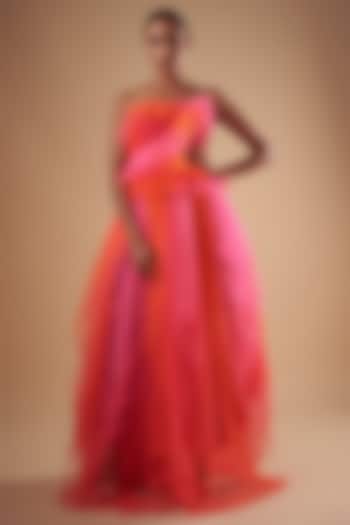 Pink Net & Satin Sorbet Gown by Ada Malik