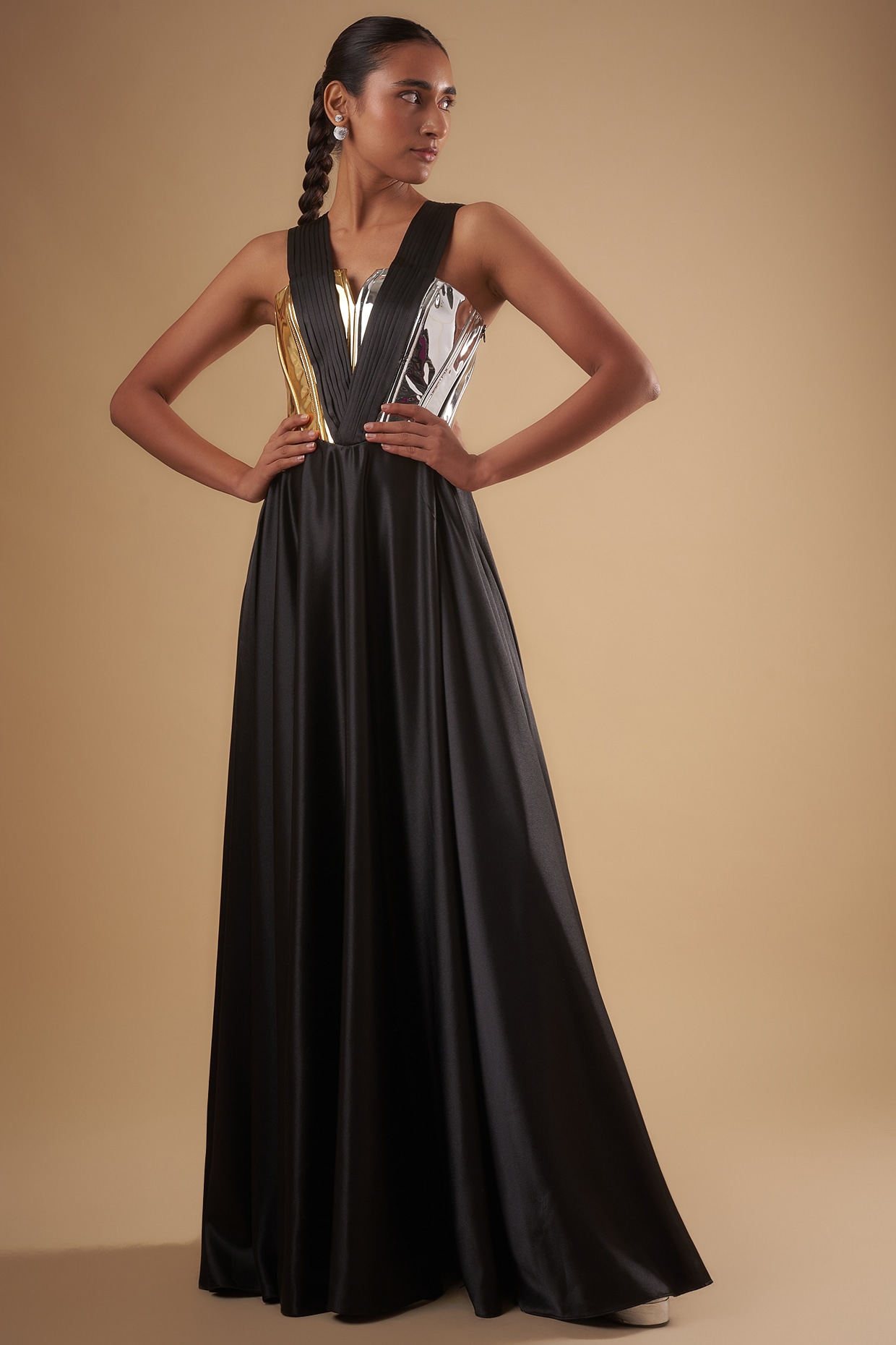 Box pleated 2024 gown dress