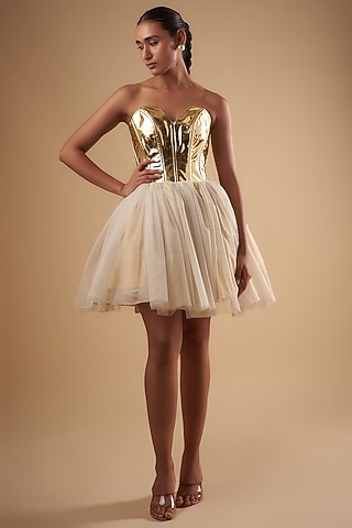 Golden Organza Ballerina Dress by Ada Malik