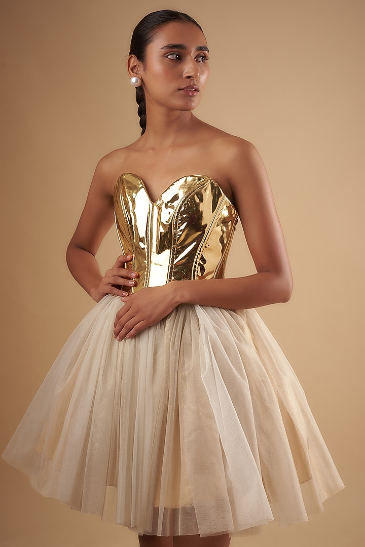 Golden Organza Ballerina Vacation Dress by Ada Malik at Pernia's Pop Up Shop