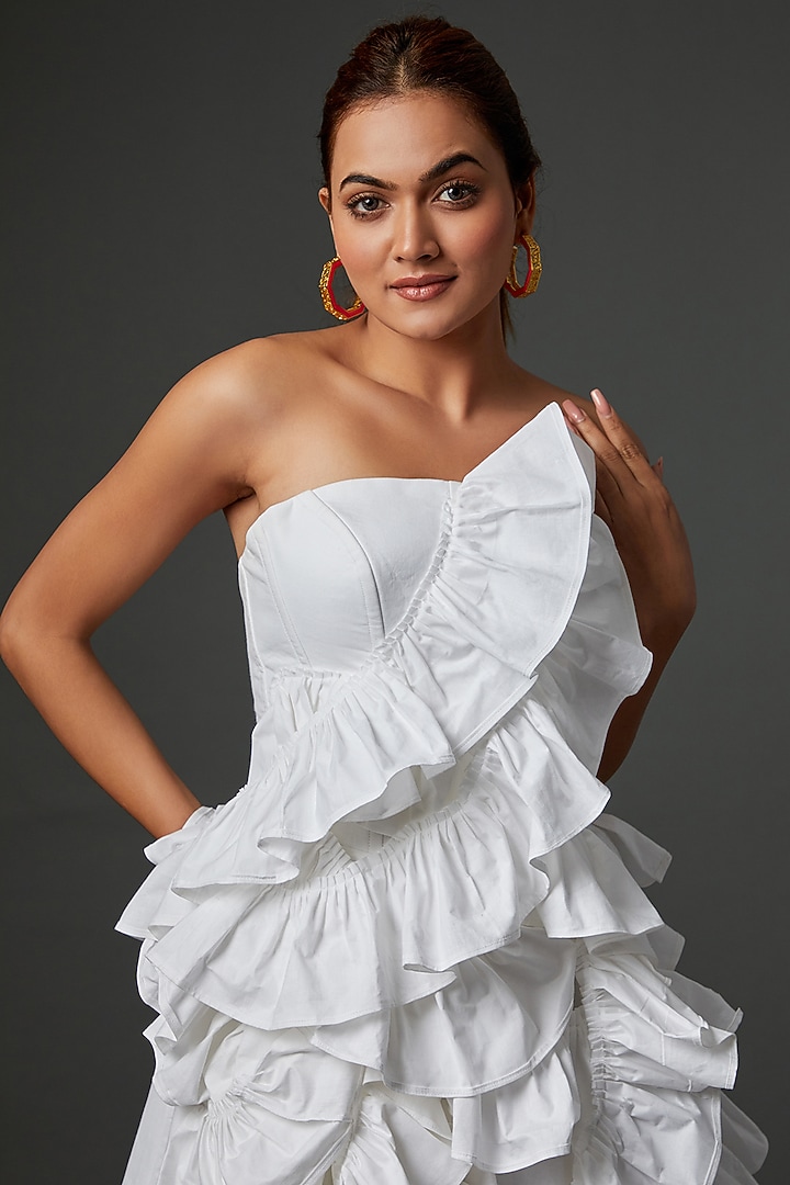 White Khadi Mini Vacation Dress by Ada Malik at Pernia's Pop Up Shop
