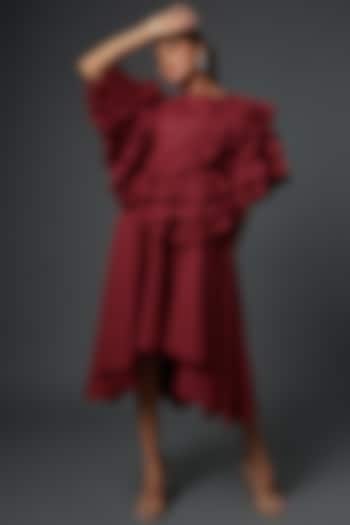 Red Khadi Midi Dress by Ada Malik