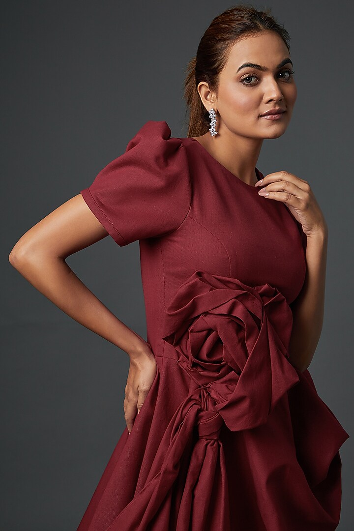 Red Khadi Mini Vacation Dress by Ada Malik at Pernia's Pop Up Shop
