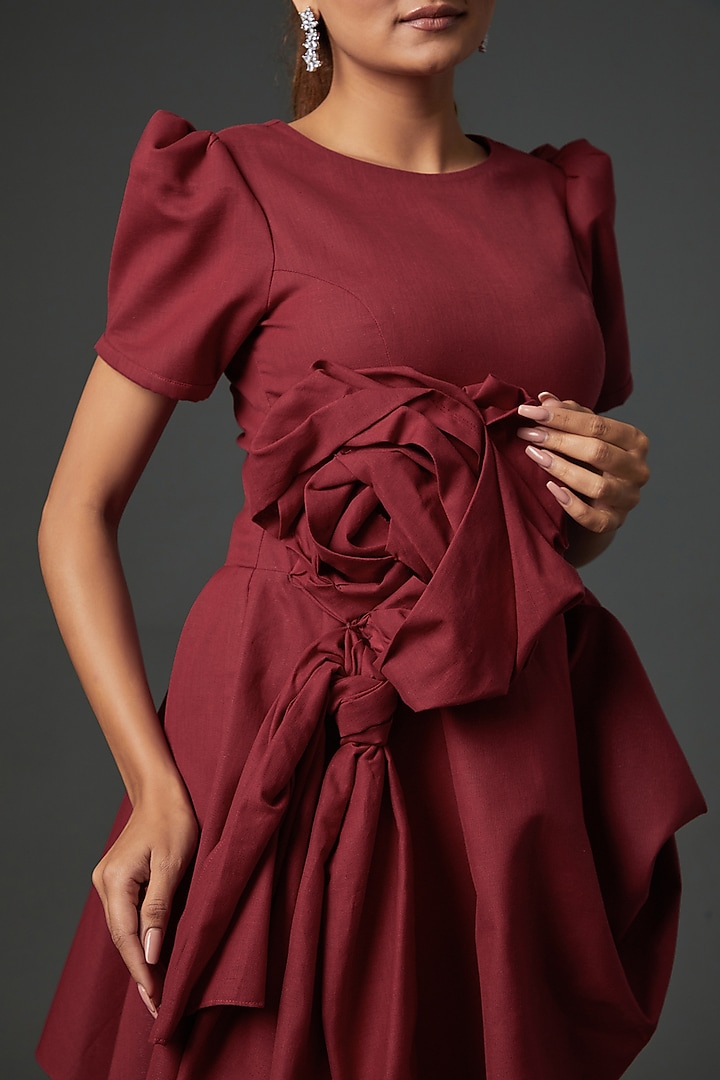 Red Khadi Mini Vacation Dress by Ada Malik at Pernia's Pop Up Shop