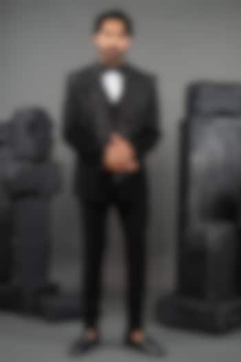 Black Japanese Fabric Beadwork Tuxedo Set by ADANI at Pernia's Pop Up Shop