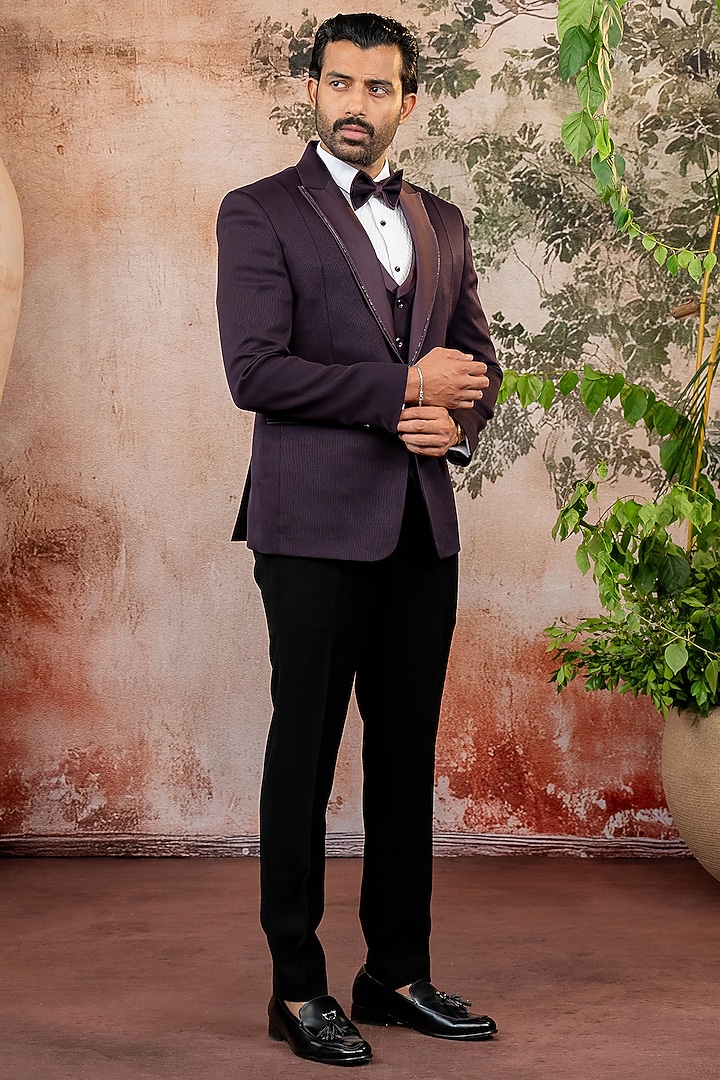 Purple Japanese Fabric Tuxedo Set by ADANI at Pernia's Pop Up Shop