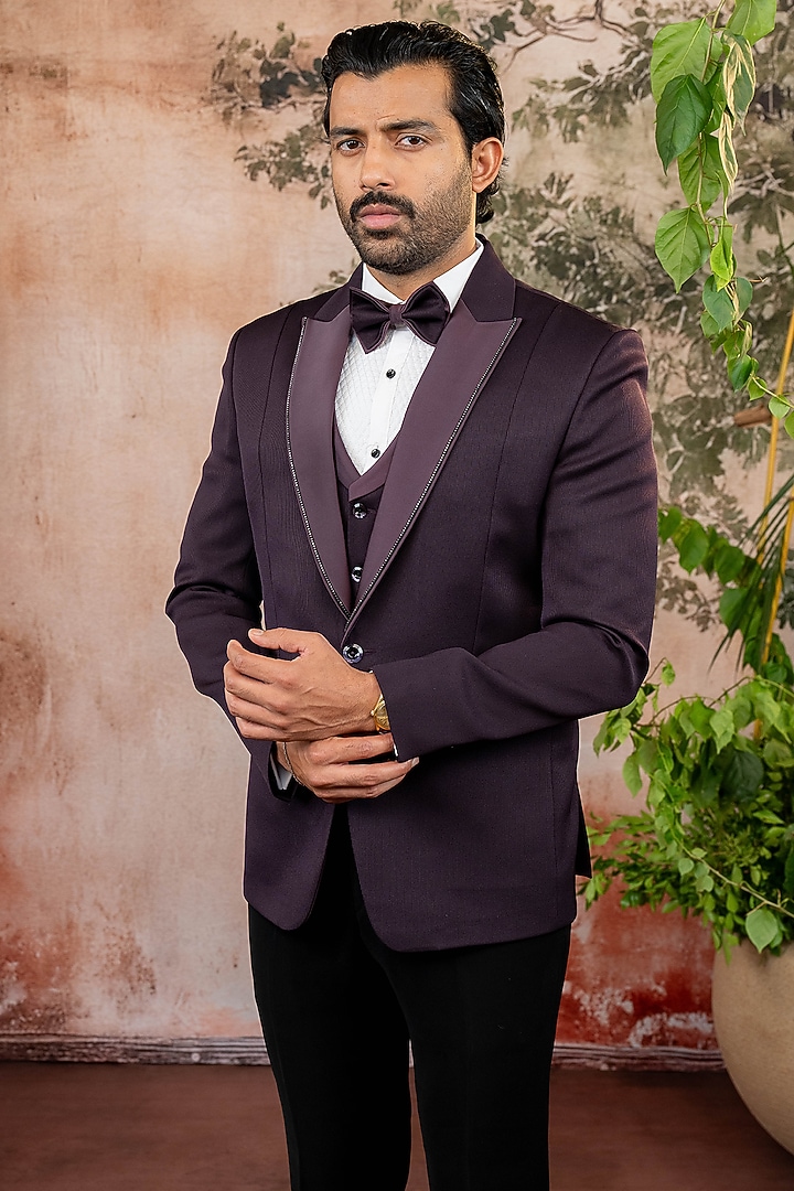 Purple Japanese Fabric Tuxedo Set by ADANI at Pernia's Pop Up Shop