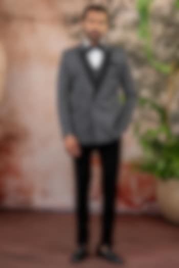 Grey Suiting Fabric Tuxedo Set by ADANI at Pernia's Pop Up Shop