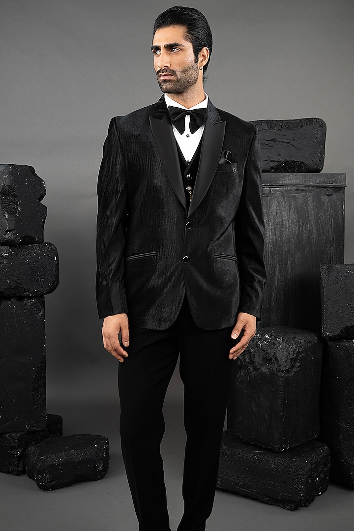Black Velvet Tuxedo Set by ADANI at Pernia's Pop Up Shop