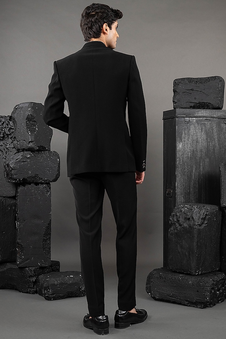 Black Japanese Fabric Thread Embroidered Jodhpuri Set by ADANI at Pernia's Pop Up Shop