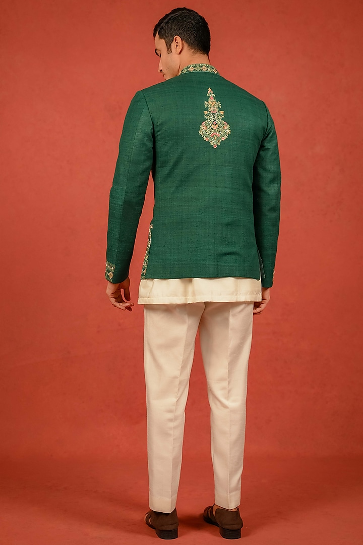 Green Matka Resham Embroidered Jodhpuri Set by ADANI at Pernia's Pop Up Shop