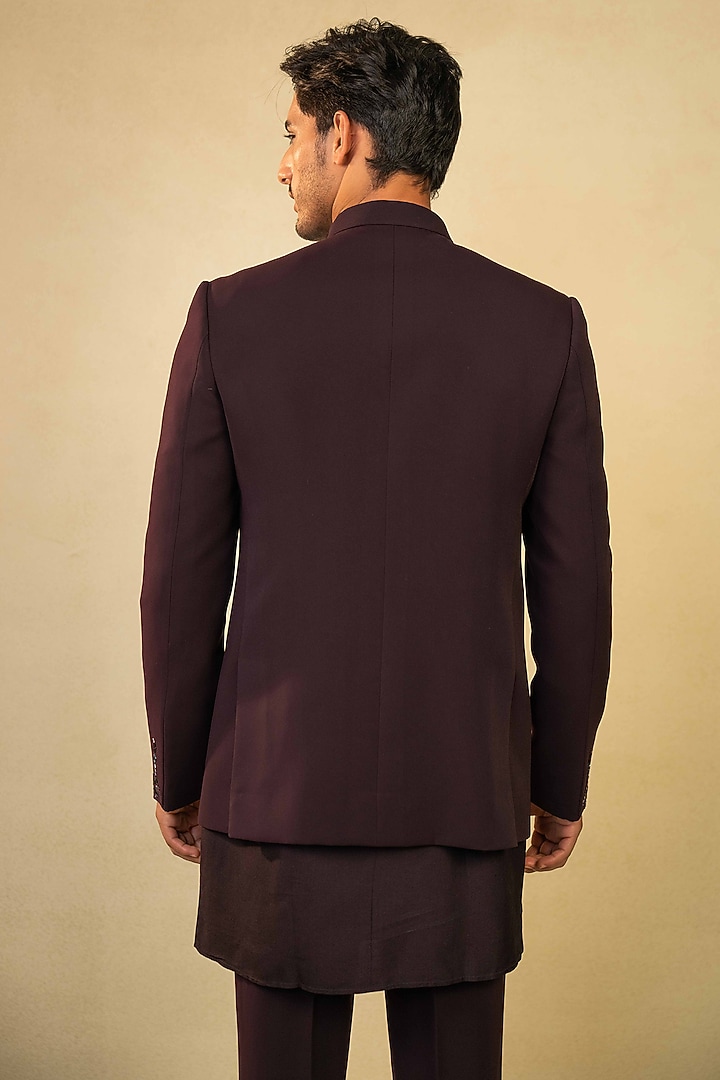 Wine Lycra Cutdana Embroidered Jodhpuri Set by ADANI at Pernia's Pop Up Shop
