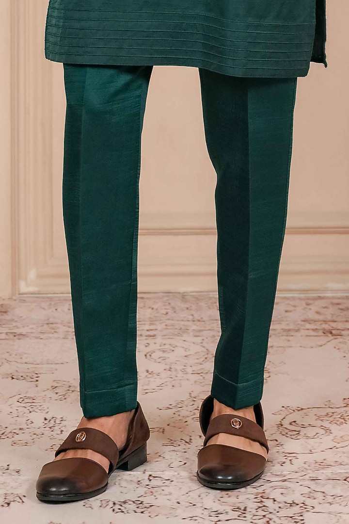 Sea Green Suede Thread Embroidered Wedding Indowestern Set by ADANI at Pernia's Pop Up Shop