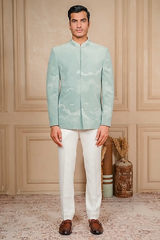 Buy Basil Green Bandhgala Jacket Set for men Online from Indian Designers  2026