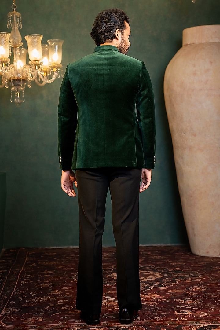 Green Velvet Jodhpuri Set by ADANI at Pernia's Pop Up Shop