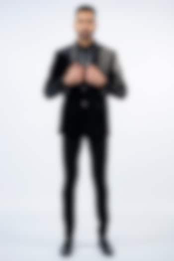 Black Velvet Hand Embroidered Tuxedo Set by ADANI