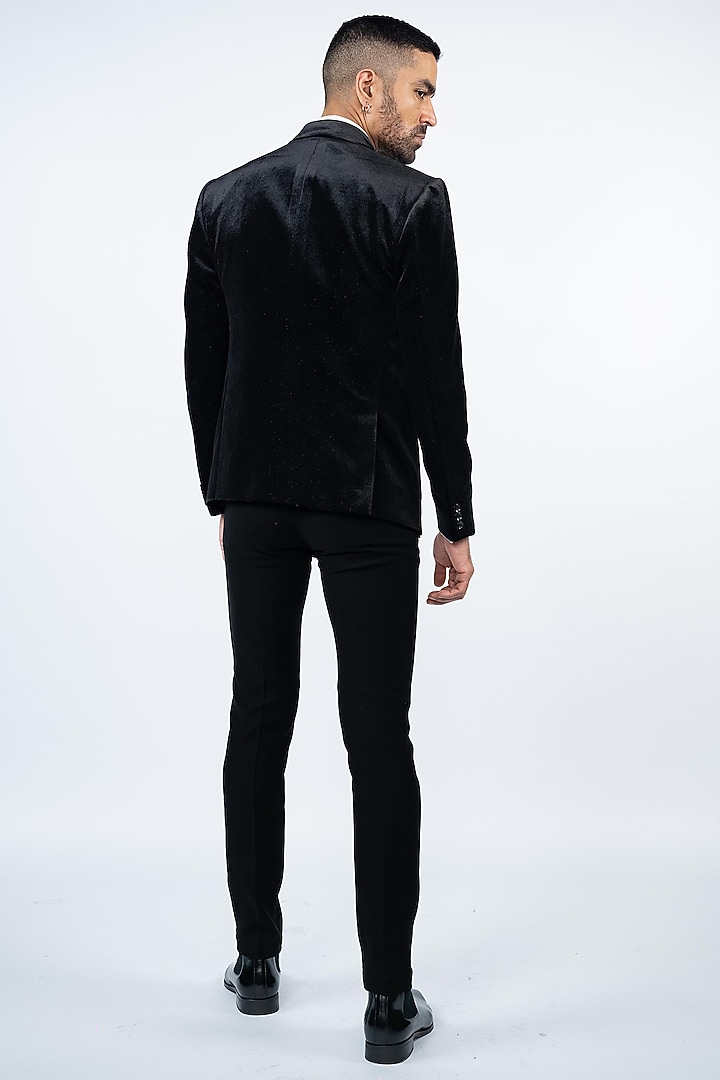 Black Velvet Hand Embroidered Tuxedo Set by ADANI at Pernia's Pop Up Shop