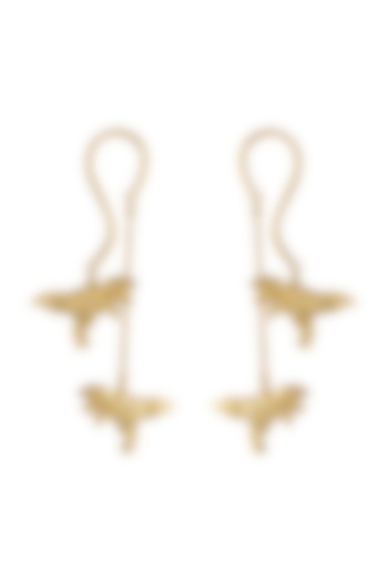 Gold Finish Earrings In Brass by Aditi Bhatt at Pernia's Pop Up Shop
